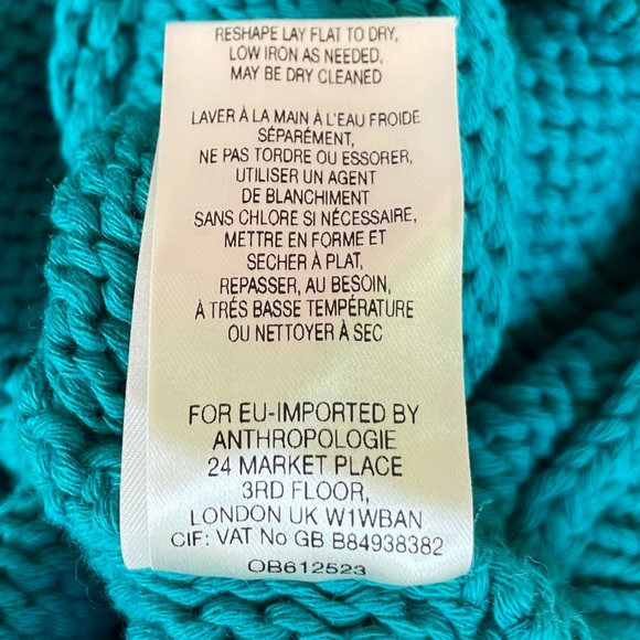 Moth Anthropologie Short Sleeved Teal Sweater - Picture 8 of 11